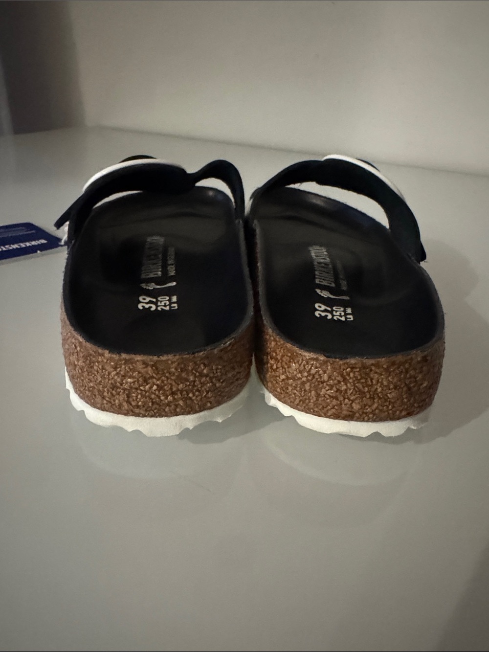 Birkenstock Madrid Big Buckle Black Patent White Buckle Size 8 Narrow (EU 39) - Picture 10 of 13